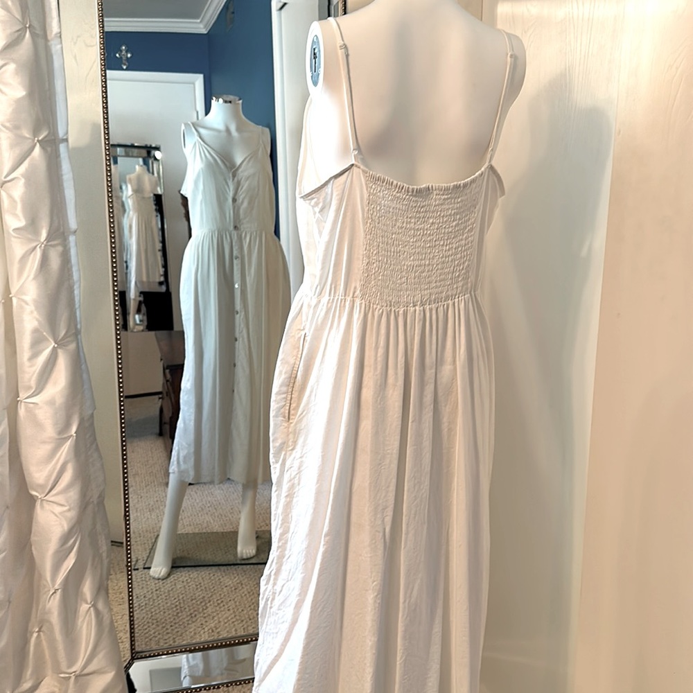 End of Summer Dress Sale - White Button Front Midi